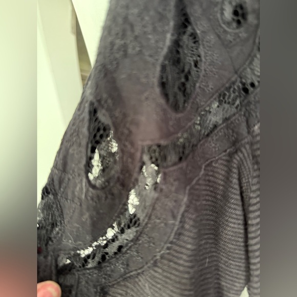 Free People Lace Tunic Black Long Sleeve Top - Picture 6 of 6